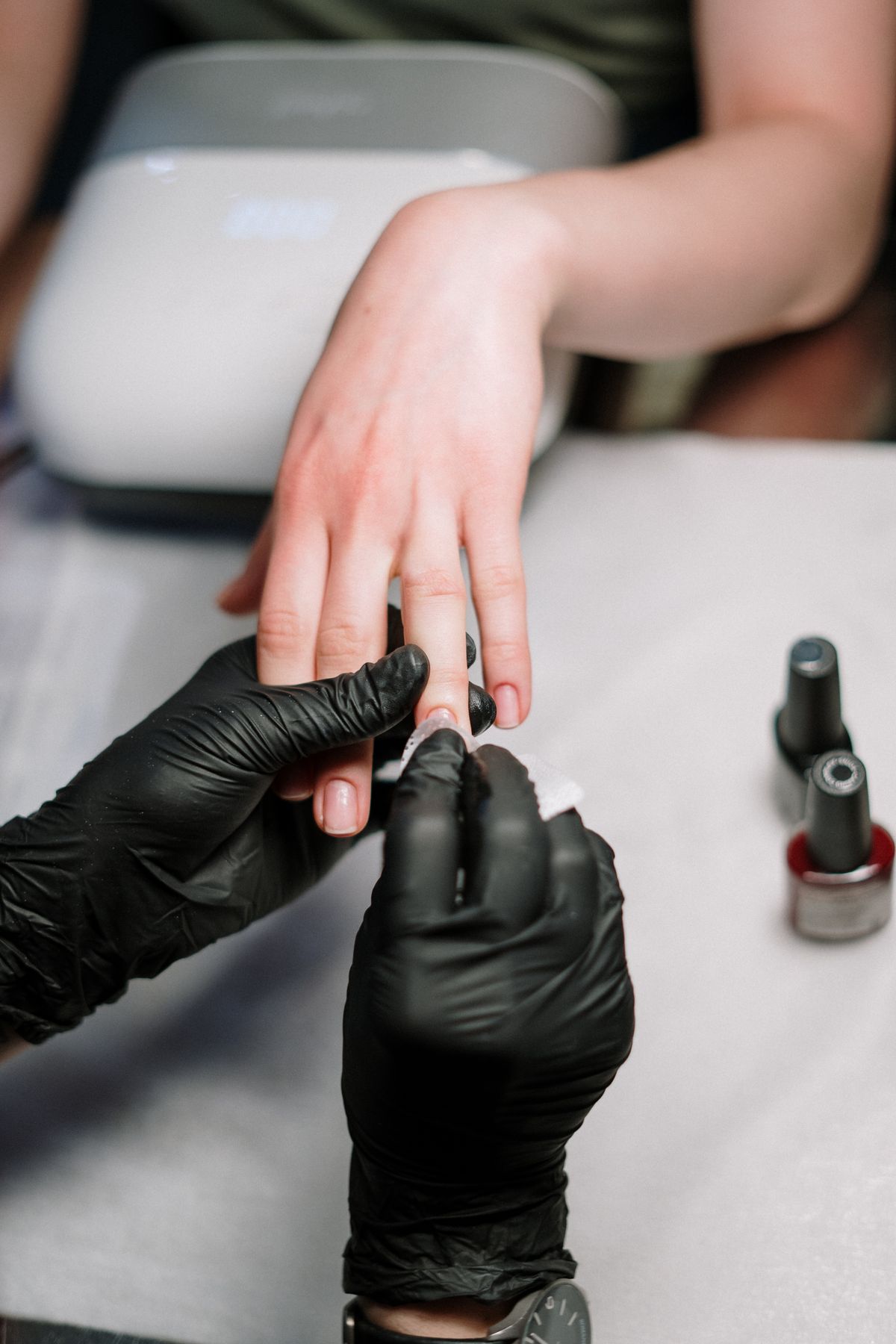 Gel manicure application at The Nail Remedy