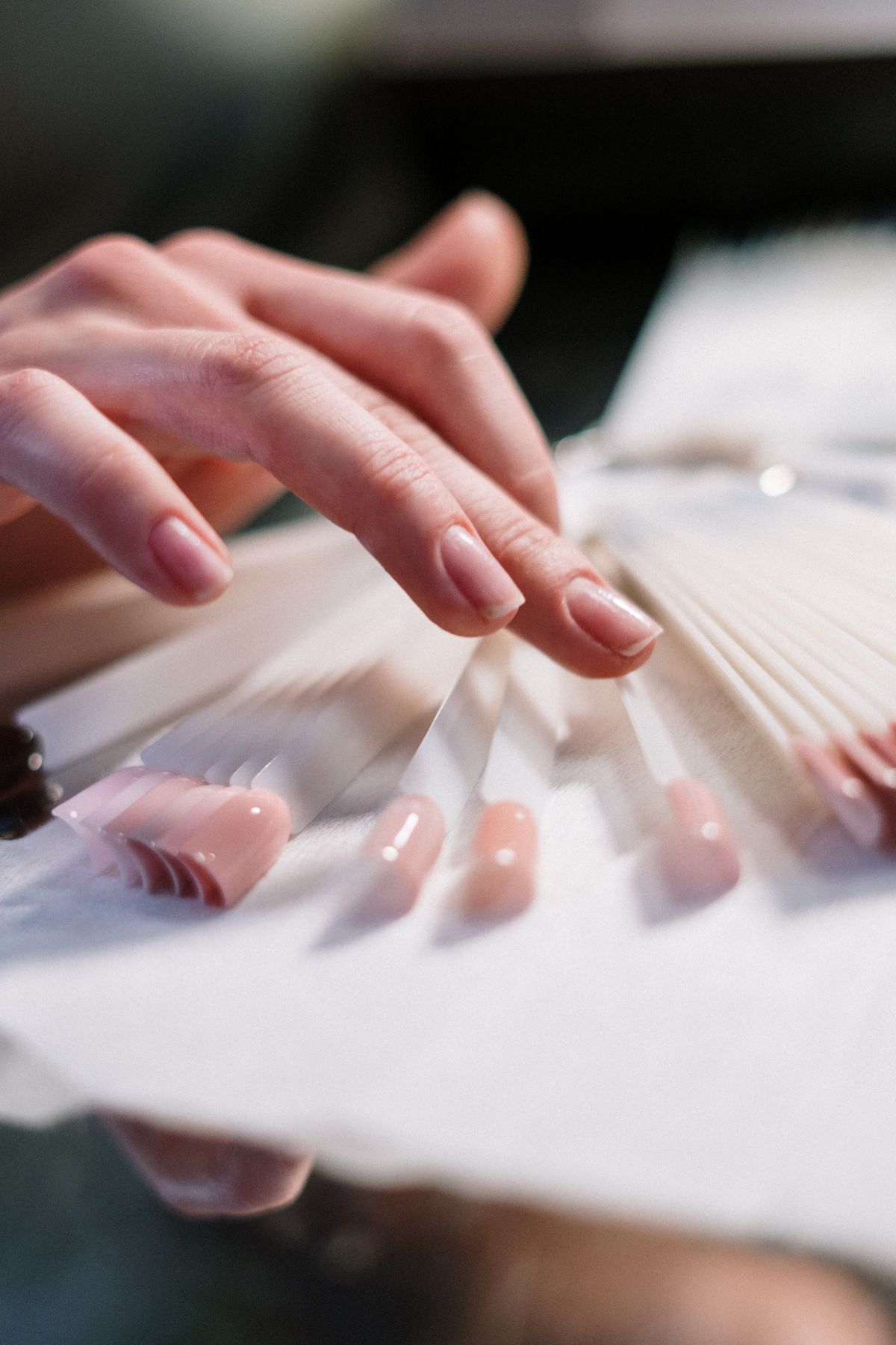 Press-on nail tip samples at The Nail Remedy