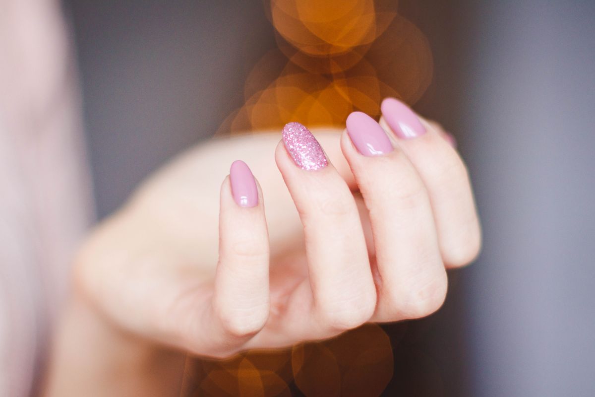 Gel manicure with glitter accent nail at The Nail Remedy